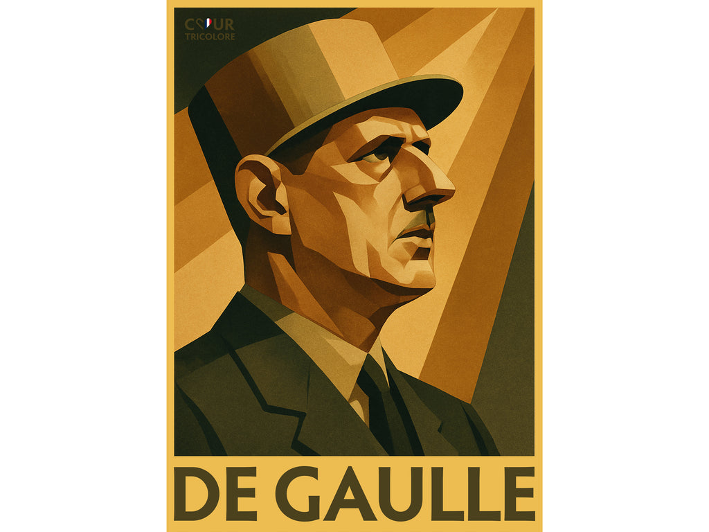 Affiche De Gaulle + Drapeau France libre fabriqué en France